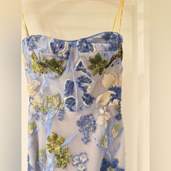 NWOT Bronx and Banco Dahlia Sequin Floral Column Gown in Baby Blue, size XS,S - Picture 12 of 16